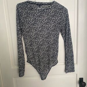 Express Black & White Long Sleeve Dot Bodysuit